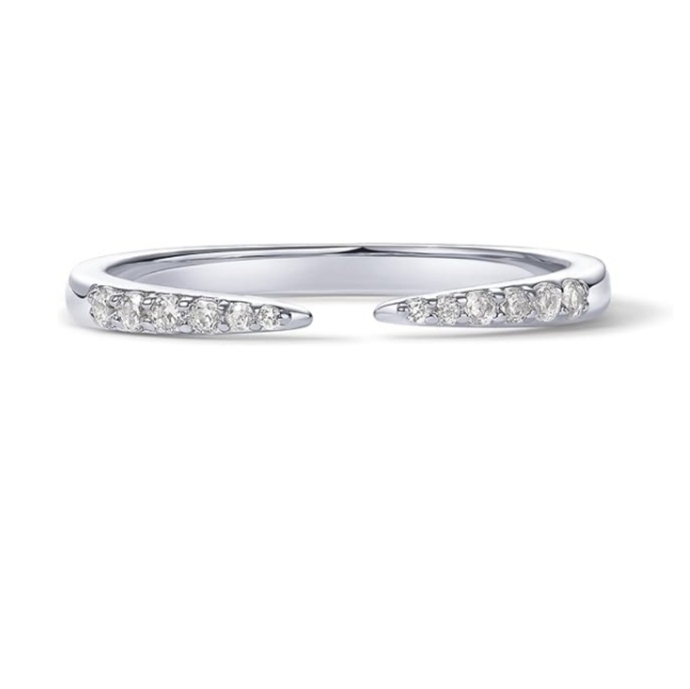 18K Gold Plated Open Eternity CZ Dainty Stackable Ring In White Gold